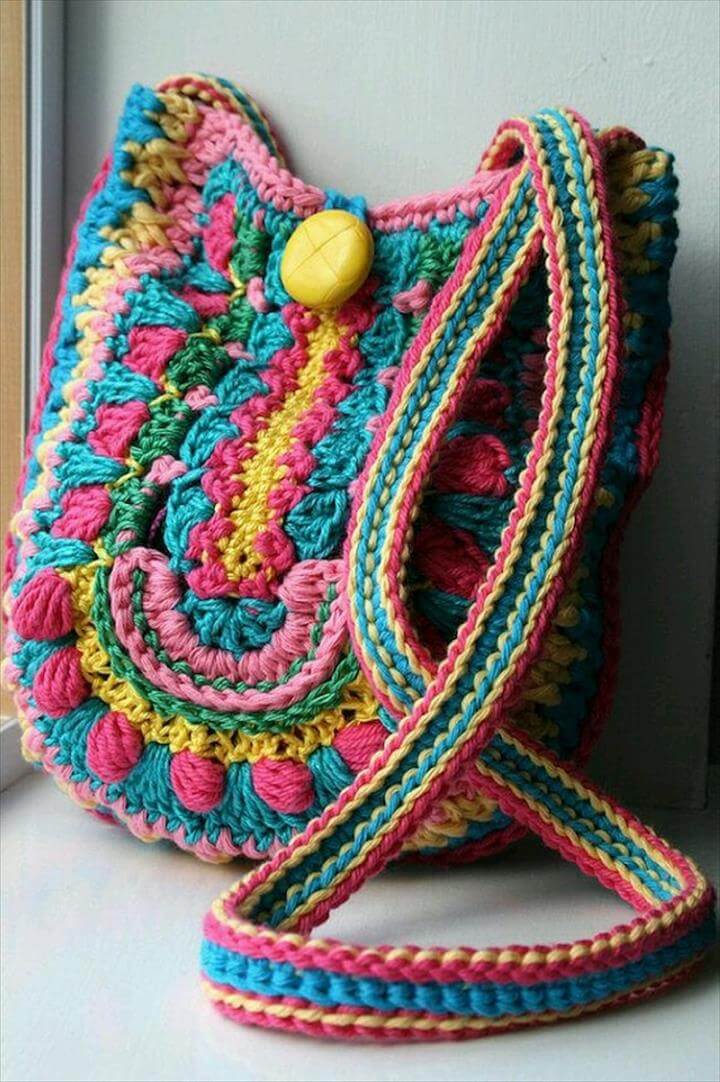 Crochet Colorful Hang Purse
