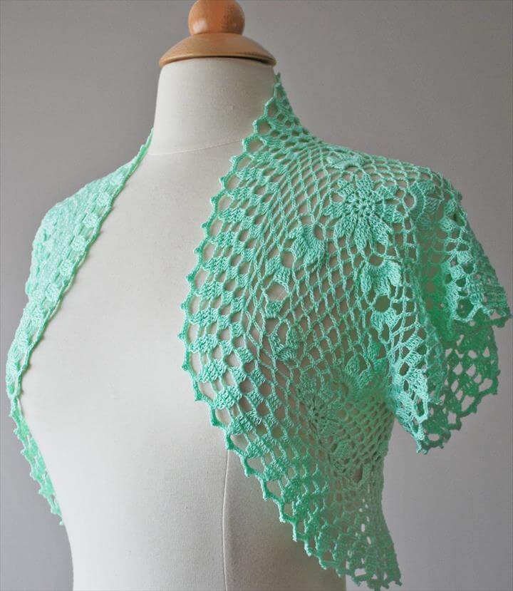 Mint Green Crochet Bolero Shrug