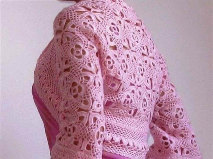Crochet Bolero Shrug Pattern: Pink Color