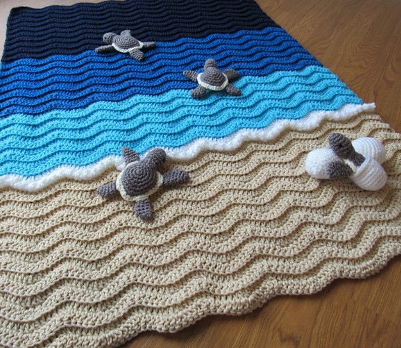 Crochet sea turtle blanket pattern