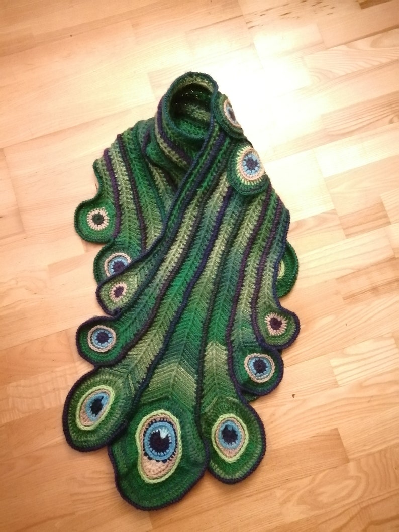 Crochet peacock shawl