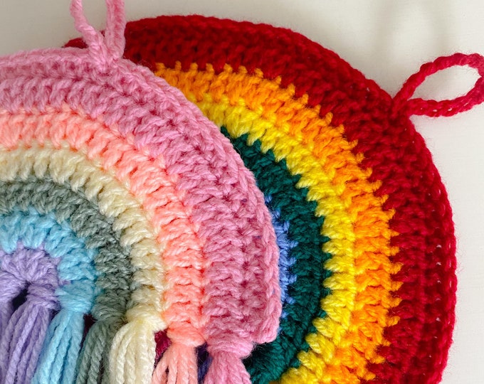 Crochet rainbow wall hanging