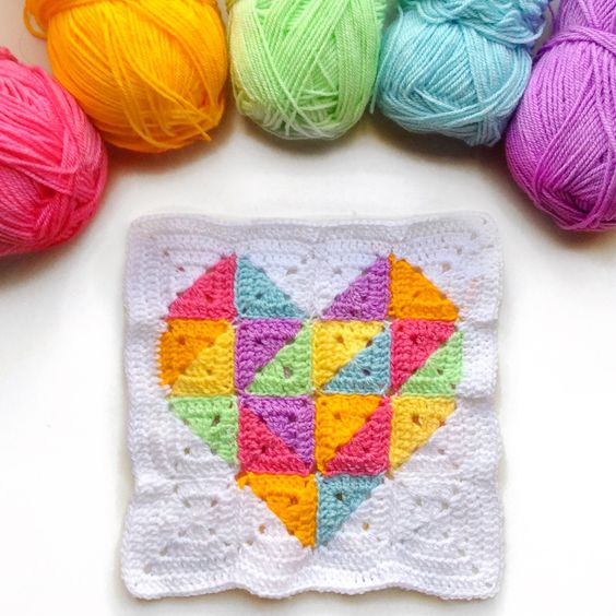 Geometric crochet squares