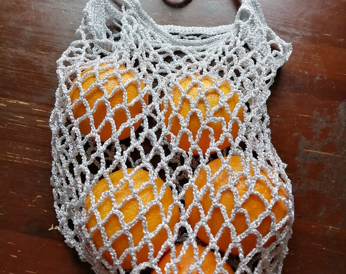 Crochet mesh drawstring bag