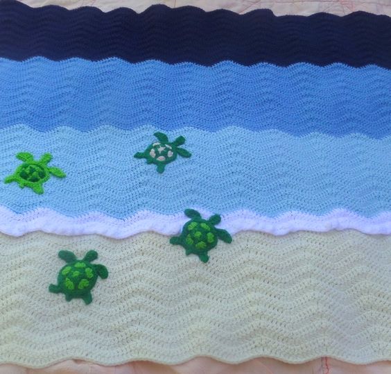 Crochet sea turtle blanket