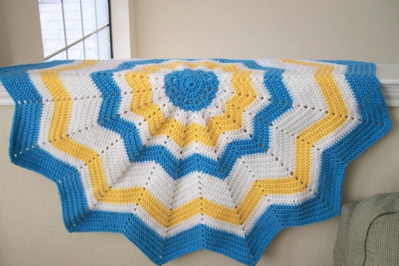 Round ripple baby blanket crochet pattern free