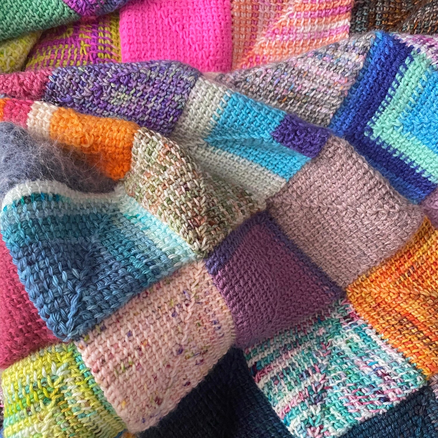 Tunisian crochet blanket squares