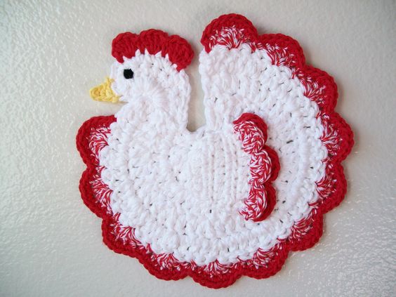 Crochet chicken potholder pattern