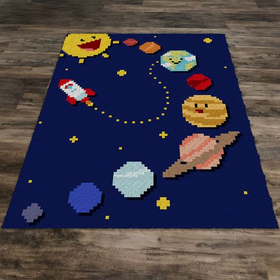 Solar system crochet blanket pattern