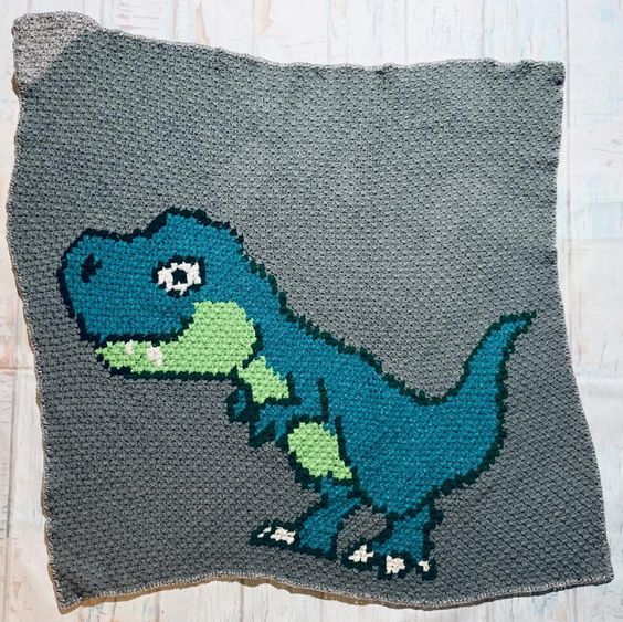 T-rex blanket crochet pattern free