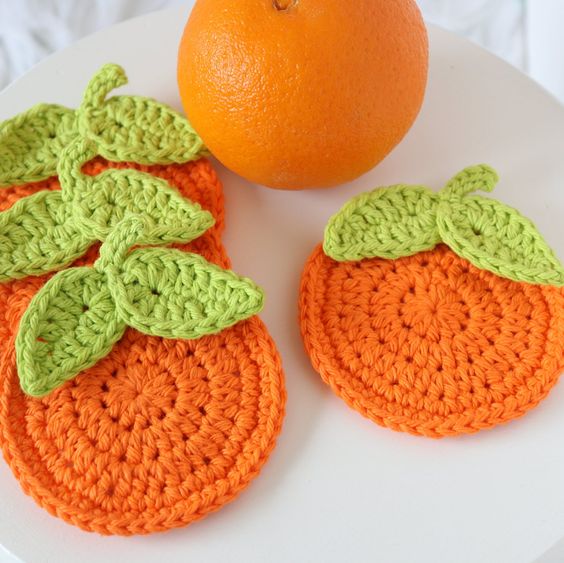 Crochet fruit coasters