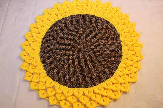 Crochet sunflower rug