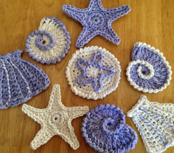 Crochet seashell applique pattern free