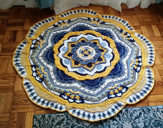 Crochet mandala rug pattern free