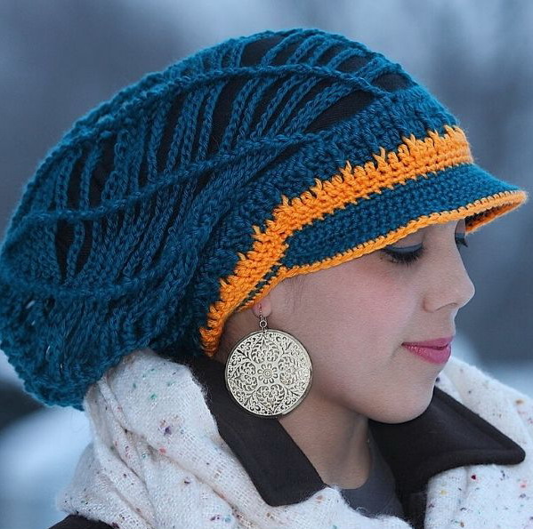 Slouchy Mesh Hat with Brim