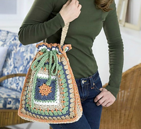 Crochet drawstring bags free pattern