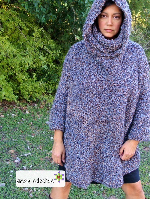 Poncho with hood crochet pattern » Weave Crochet