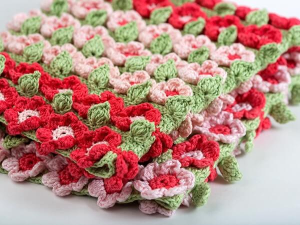 Rose field crochet blanket