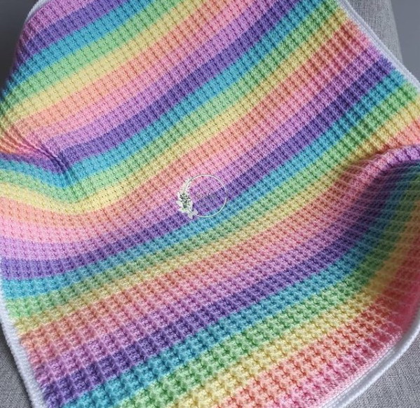 Rainbow Feather and Fan Baby Blanket