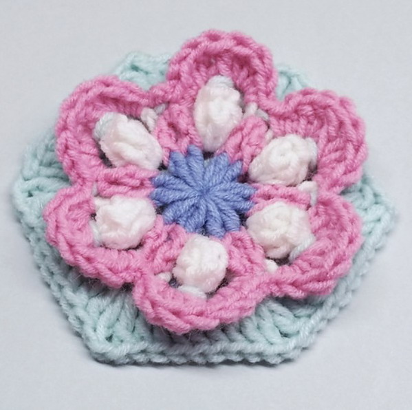 Hexagon with 3D Flower