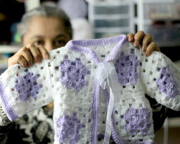 Crochet Granny Square Baby Sweater