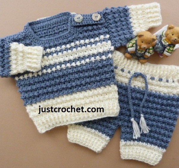 Boy's Crochet Sweater and Pants Set