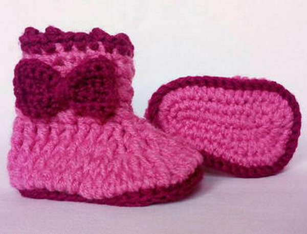Crochet Pink Baby Boots