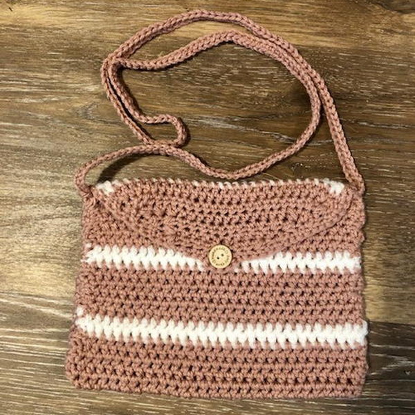Crochet Striped Crossbody Bag