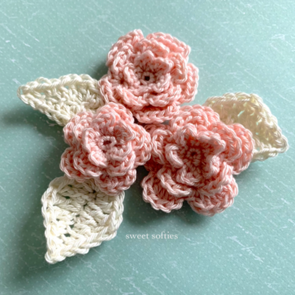 Layered Rose Flowers Applique Free Crochet Pattern