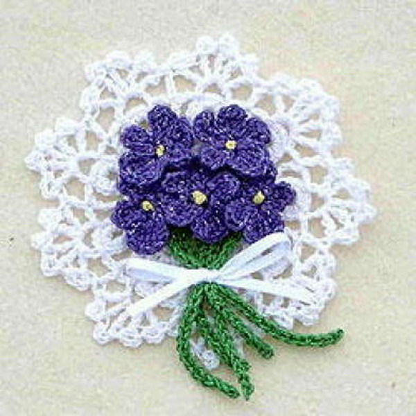 Crocheted Violets Pin Free Pattern