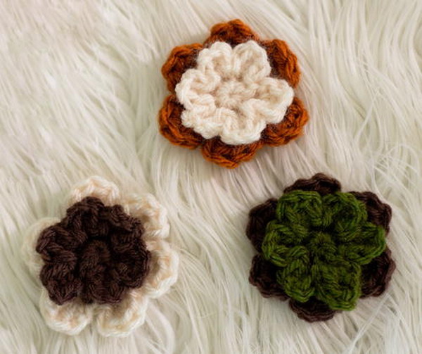 Cute and Simple Crochet Flowers Free Pattern