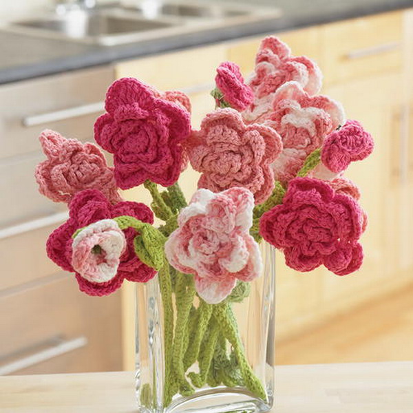 A Pink Rose Bouquet Free Crochet Pattern