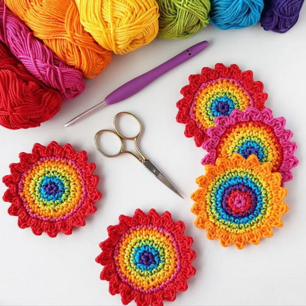 Rainbow Flowers Free Crochet Pattern