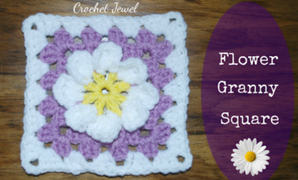 Crochet Daisy Flower Granny Square Free Crochet Pattern
