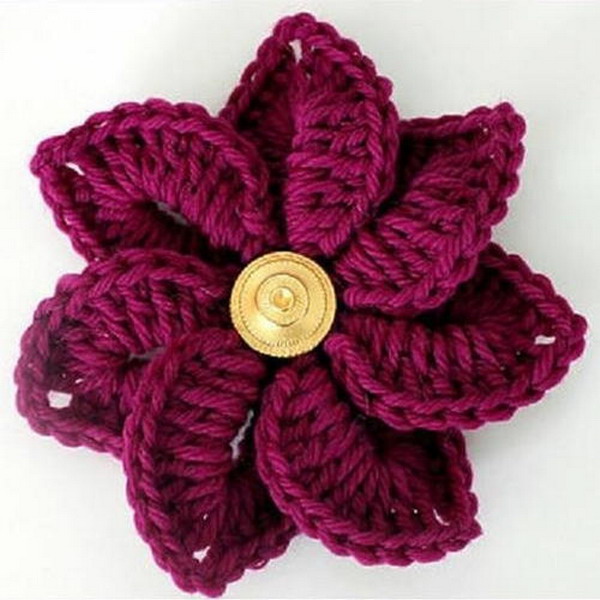 Crocodile Stitch Crochet Flower Free Pattern