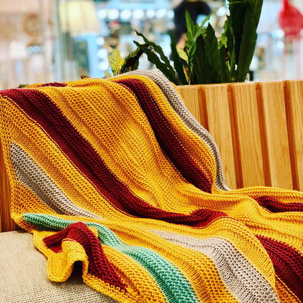 Mustard and Co Tunisian Crochet Blanket Free Pattern