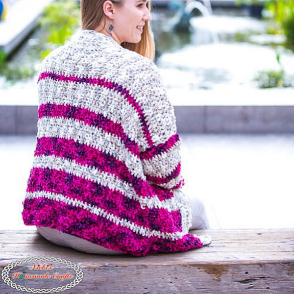 Striped Velvet Cardigan Free Crochet Pattern