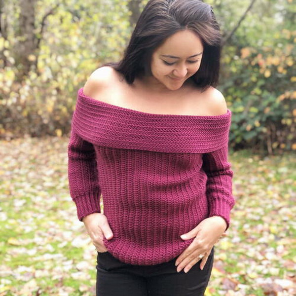 Hug Me Off Shoulder Sweater Free Crochet Pattern
