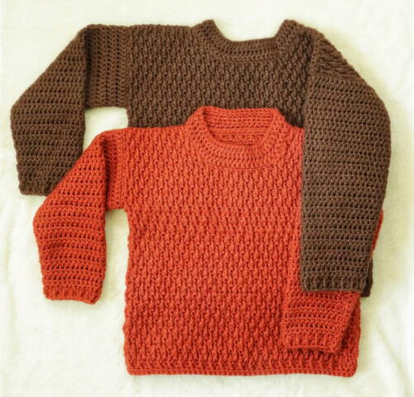 Alpine Stitch Crochet Sweater For Boys Free Pattern