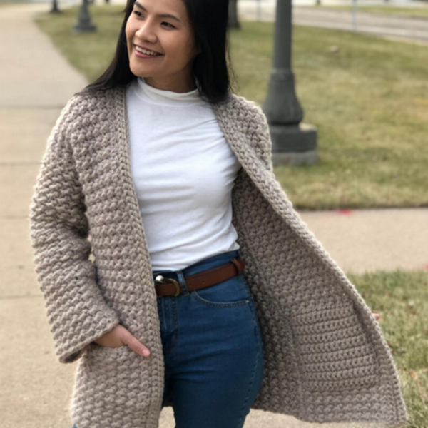 Even Moss Stitch Sweater Free Crochet Pattern