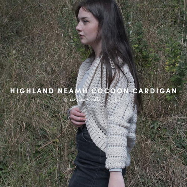 Highland Neamh Cocoon Cardigan Free Crochet Pattern