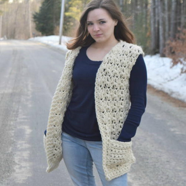 Chunky Lace Vest Free Crochet Pattern