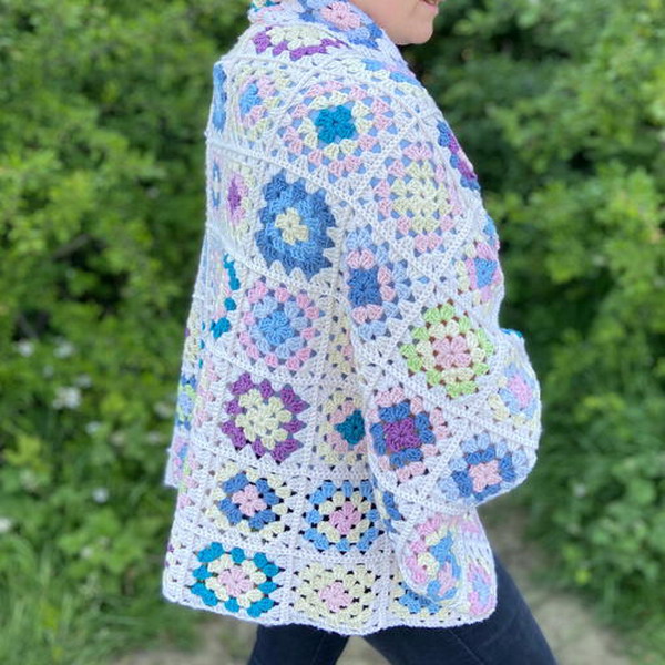 Granny Square Blanket Cardigan Free Crochet Pattern
