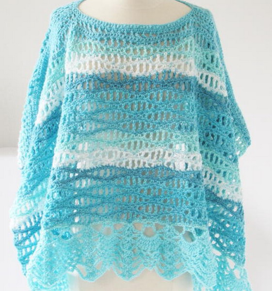 Calming Waves Poncho Free Crochet Pattern