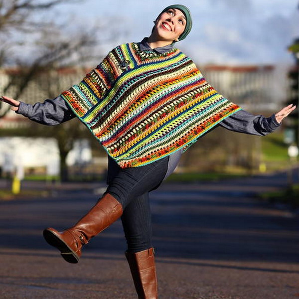 Stupendous Stashbuster Poncho Free Crochet Pattern