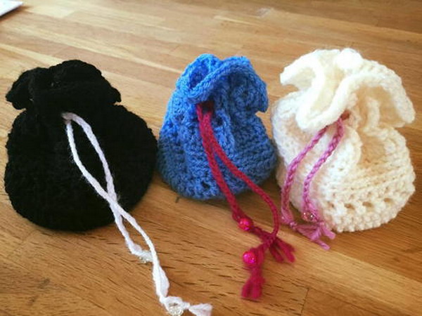 Drawstring Gift Bag Free Crochet Pattern