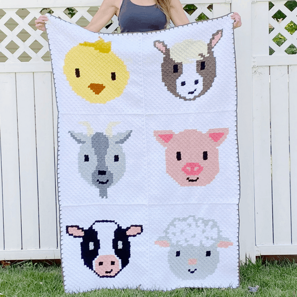 Farm Animals Blanket Free Crochet Pattern