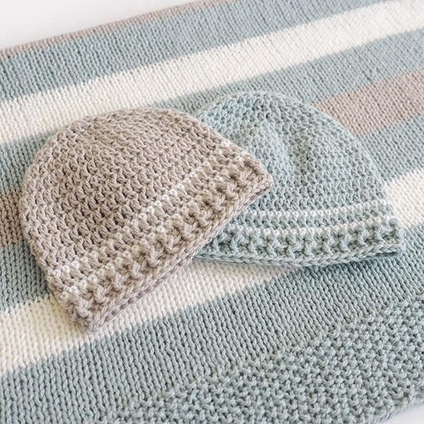 Easy Striped Crochet Baby Hat Pattern