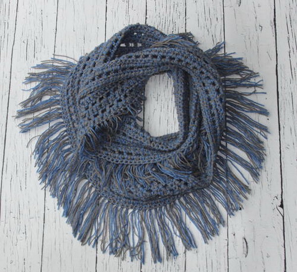 The Laura Fringe Infinity Scarf Free Crochet Pattern