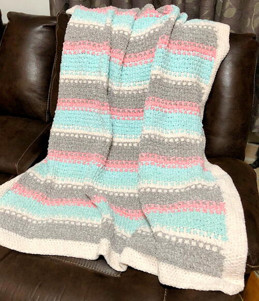 Soft And Sweet Textured Velvet Crochet Blanket